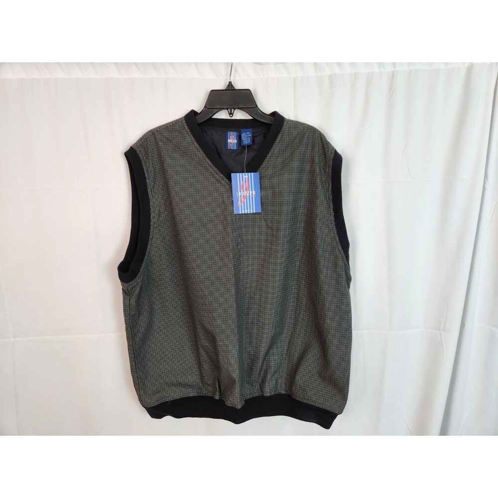 Jantzen Golf Vest Men's Black Check Lined V-Neck  Active Wear Size XL NWT